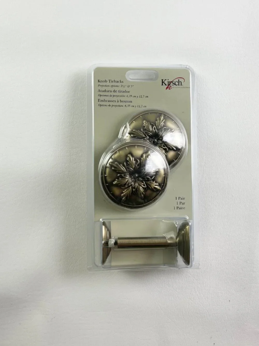 Kirsch Knob Tiebacks Antique Brass 2 Pairs K37